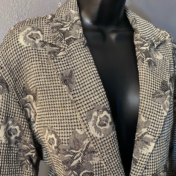 NEW IDENTITY Rose and Houndstoothish Print One Button Blazer - Picture 2 of 16